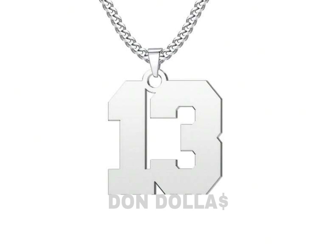 CUSTOM- Name and Number Chain (silver)