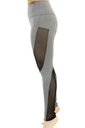 High Waist Net Side Leggings -Grey/Black